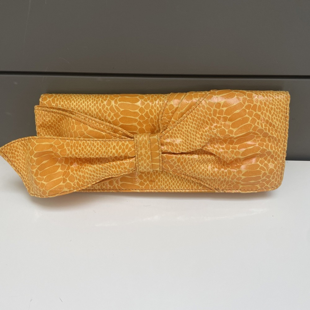 Vintage Nine West Splash Yellow Faux Lizard Clutch NWT!! Gorgeous & FUN!!